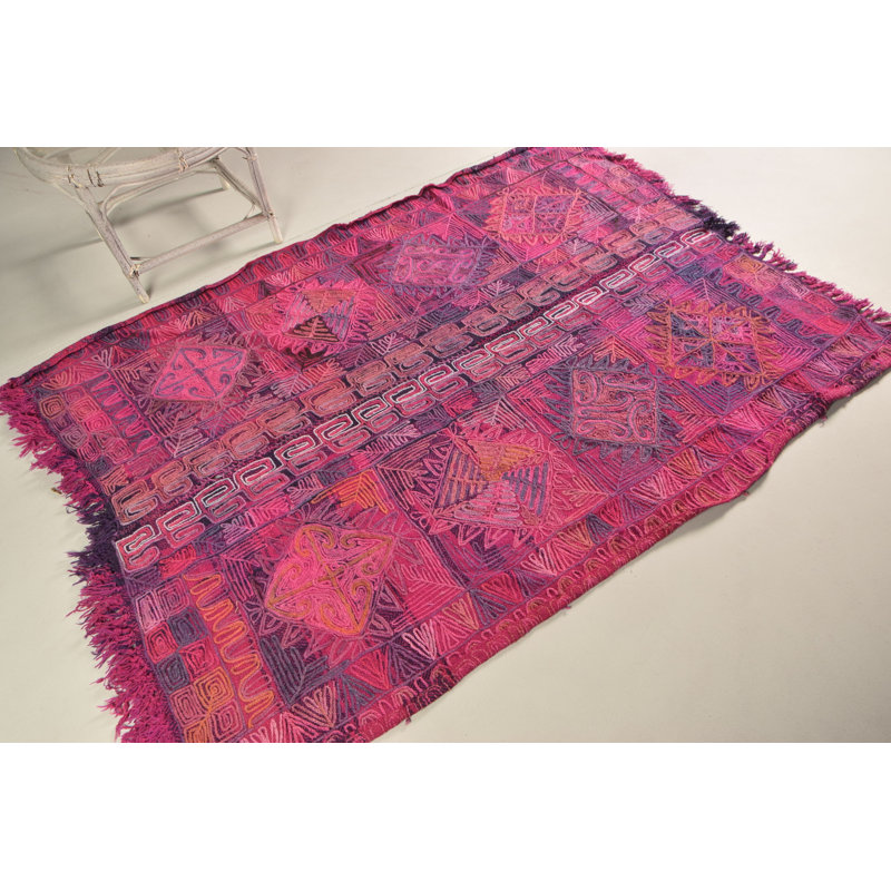 Tapis turc antique Herki rose vif pour une décoration intérieure élégante