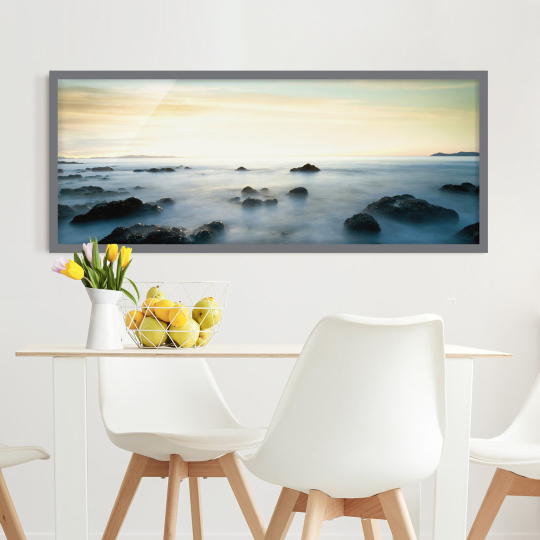 Bild mit Rahmen - Sonnenuntergang über dem Meer - Panorama-Landschaft - A