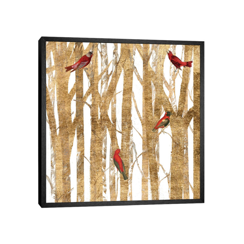 Red Bird Christmas II by Studio W - Gallery-Wrapped Canvas Giclée on Canvas, Black Floater Framed, 45.72 cm H x 45.72 cm W