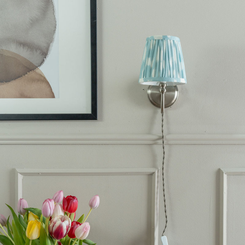Folse Plug-in Swing Arm Sconce, Blue, Chrome, No