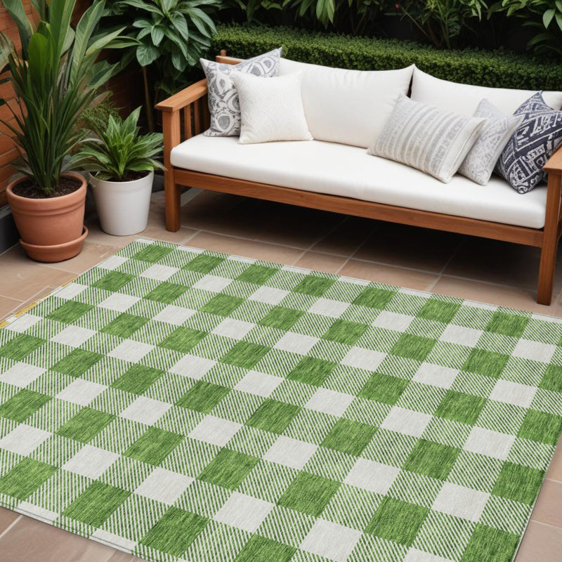 Tapis d'intérieur lavable à carreaux vert 8 pi x 10 pi