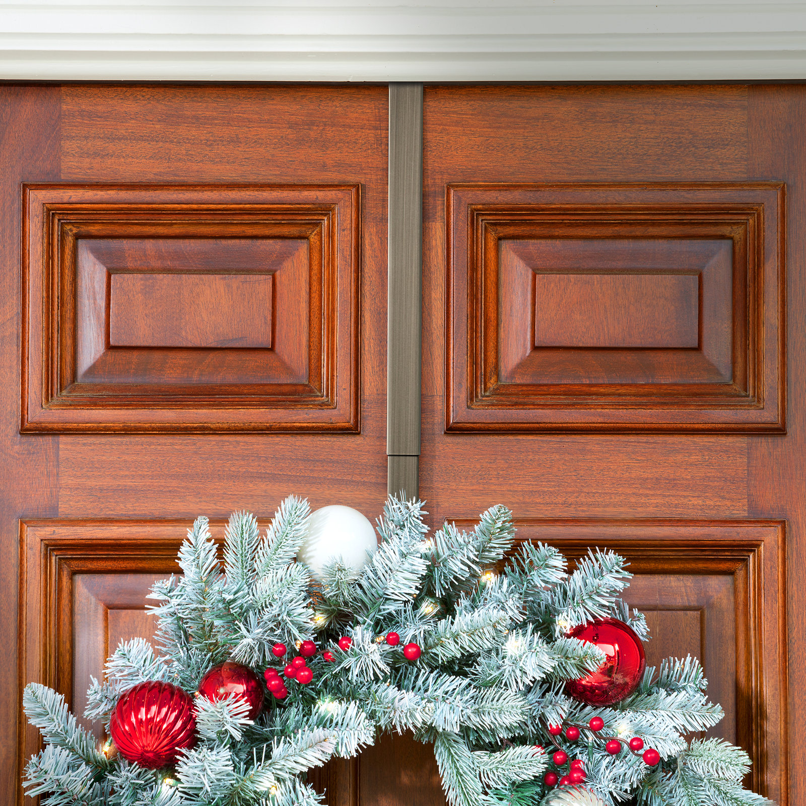 The Holiday Aisle® Adjustable Wreath Hanger, Brushed Nickel, 2
