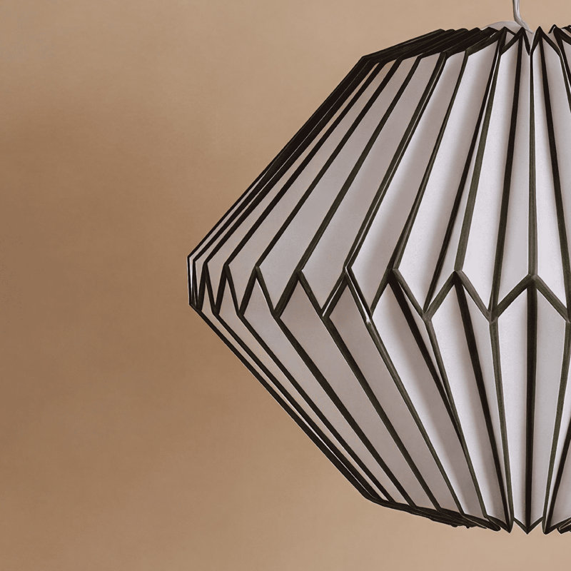 25 cm H Oval Pendant Shade in Black and White