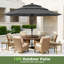 3 m 3-Tier Solar Patio Umbrella,32 LED Lights Patio Table Umbrellas With Tilt And Crank,8 Sturdy Ribs For Market, Beach, Pool, Garden, Deck, Backyard-1794199842