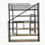 Lit mezzanine en métal avec escalier intégré et tablettes