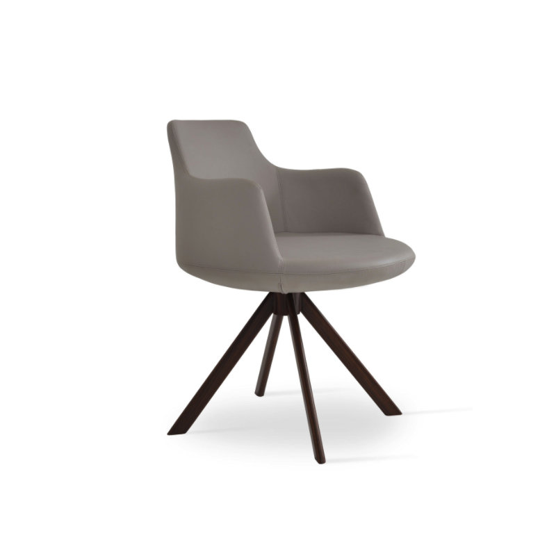 Fauteuil en laine Dervish, Noyer, Laine argentée