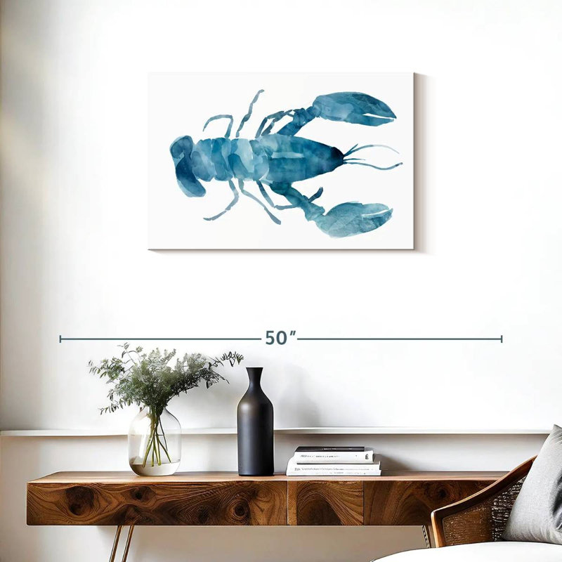 Homard Brampt bleu turquoise, H 20 po x l 30 po