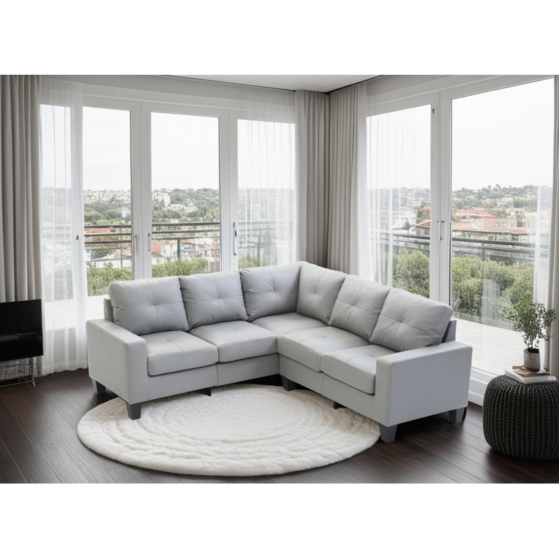 Canapé modulaire Gessner en similicuir, Similicuir gris