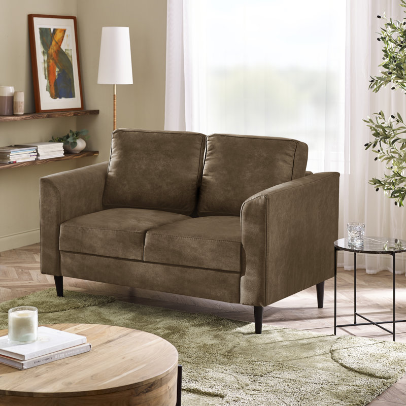 Logi Faux Leather Seater Sofa - Upholstered Modern Minimalist Boxy Style, 2