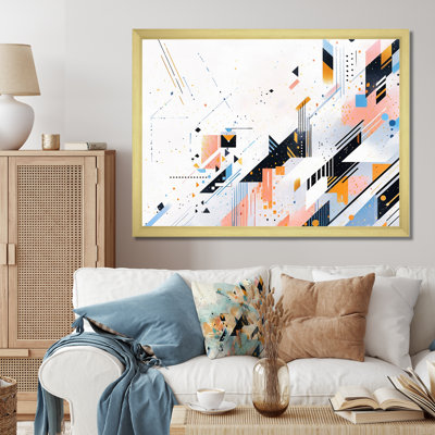 «Peach Blue Bold Stripes», reproduction sur toile encadrée
