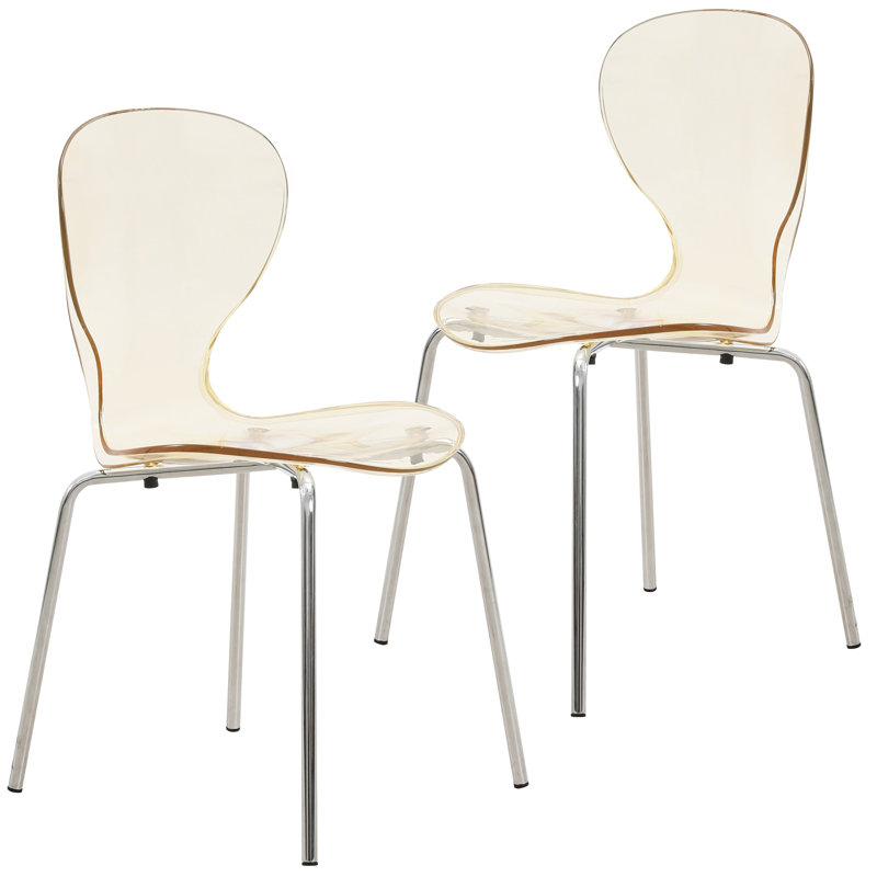 Chaise d'appoint de salle à manger empilable Edenfield, Ambre, 2, Argent argent