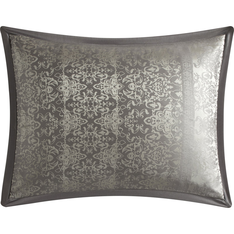 Gray Damask Queen Microfiber 8-Piece Comforter Set