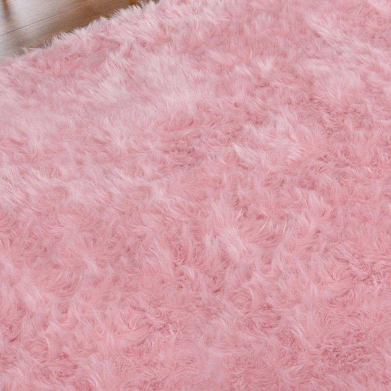 Tapis rose à poils longs Dosie, Rectangle 2 pi x 3 pi