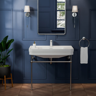 Valencia 31 in. W x  33 in. H Console Sink, Single Hole Facuet Drilling, Brushed Nickel