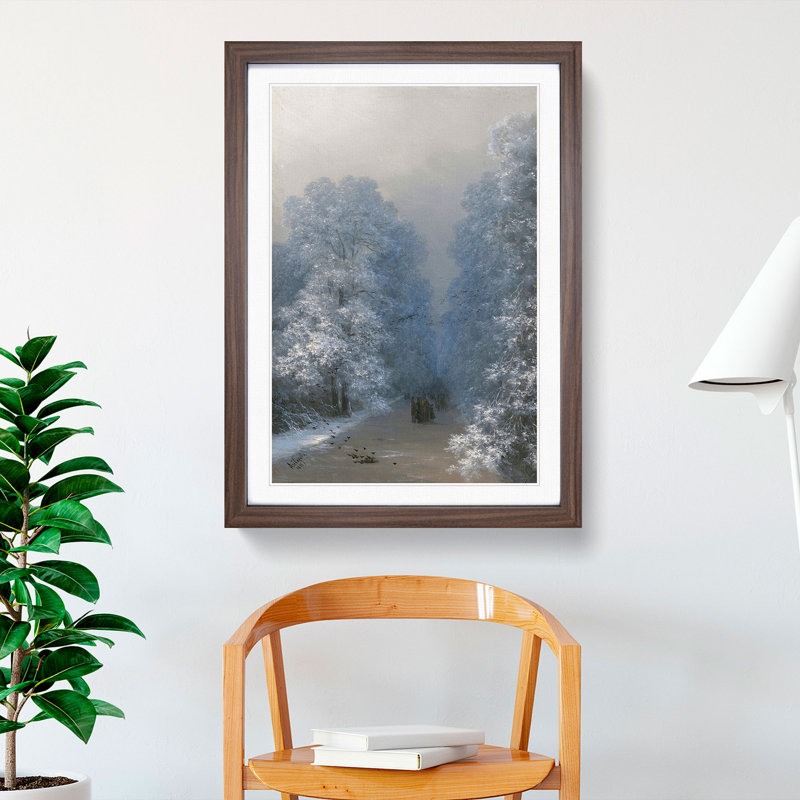 Winter Landscape by Ivan Aivazovsky - Picture Frame Painting, 36cm H x 27cm W x 2cm D, Walnut Framed