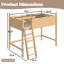Lit mezzanine simple avec garde-corps pleine longueur, lit mezzanine en bois massif avec échelles et vaste espace sous le lit, naturel-941842984-941842985