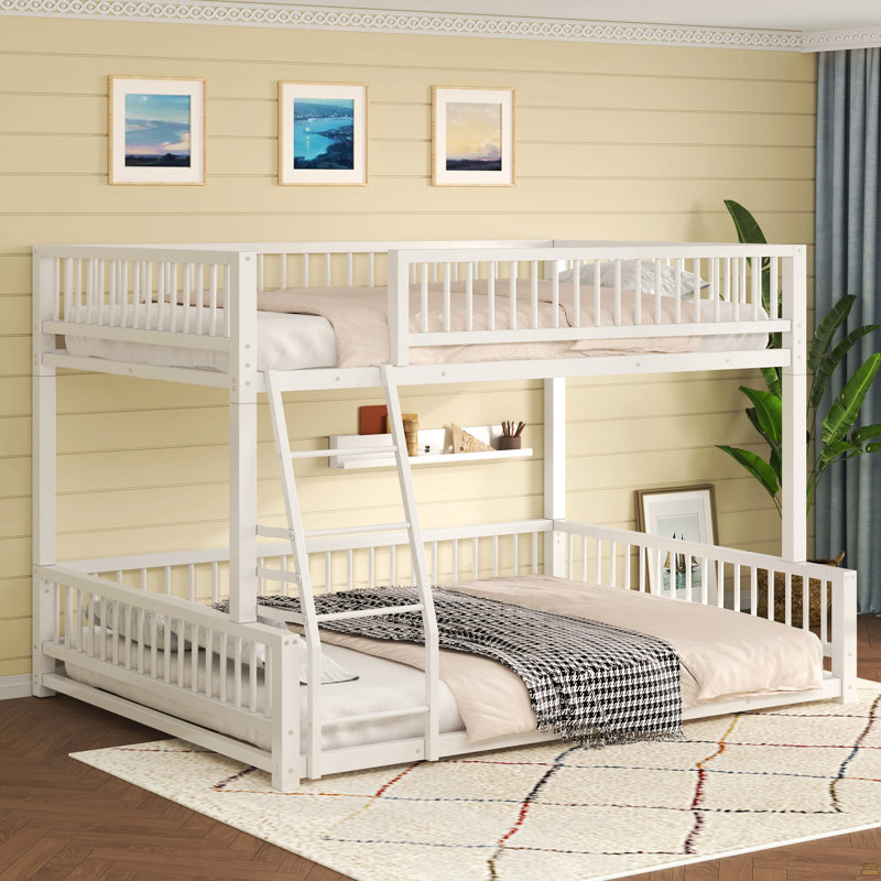 Grand lit en chenille et noyer beige Kaleea