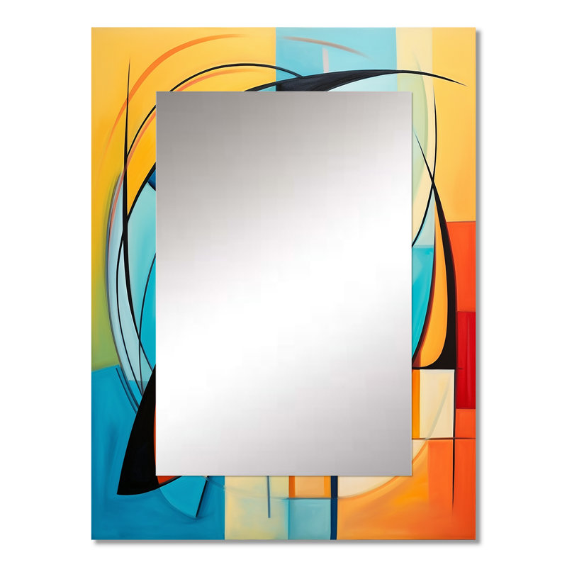 Coloré 0 Mid Century Abstract Essence I - miroir mural moderne Mid-Century, miroir décoratif moderne Mid-Century, impression sur métal