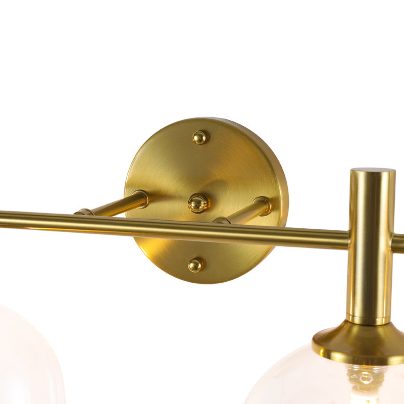 Luminaire de salle de bain 4 lumières avec globe en verre, Clair