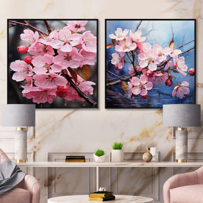 Richard - Ensemble de 2 collages carrés de fleurs de pommiers