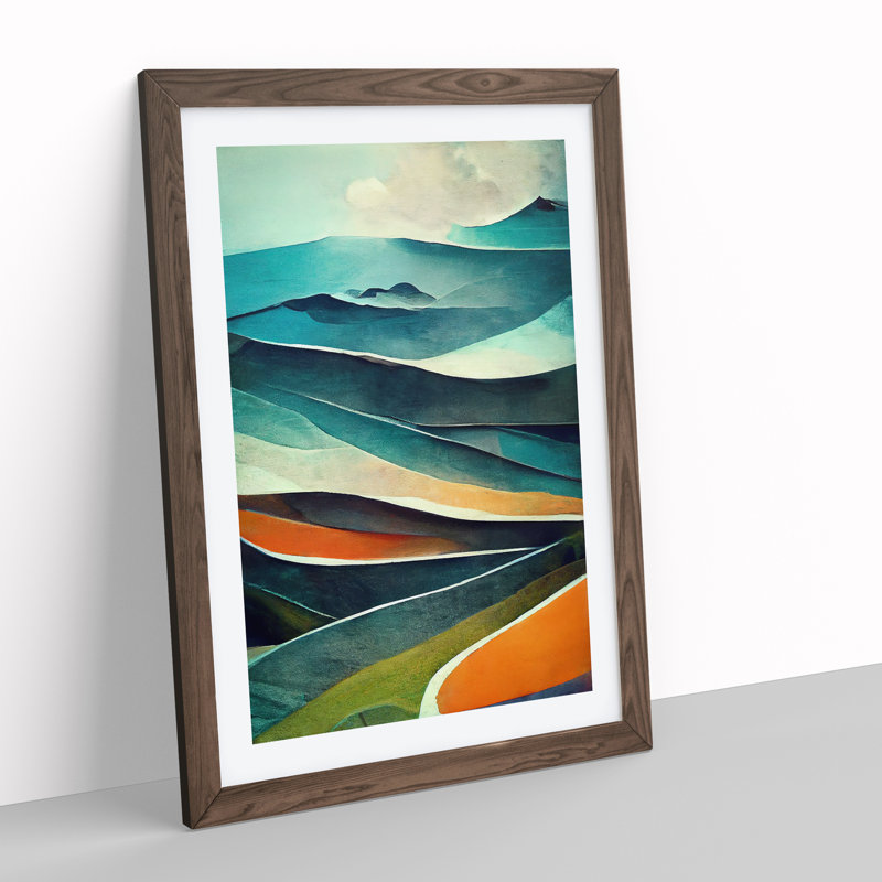Mountain Landscape Abstract No.4 - Framed Print, 64cm H x 46cm W x 2cm D, Walnut