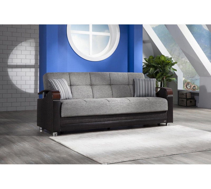 Canapé-lit Marzhan - brun, 100% polyester gris Fulya