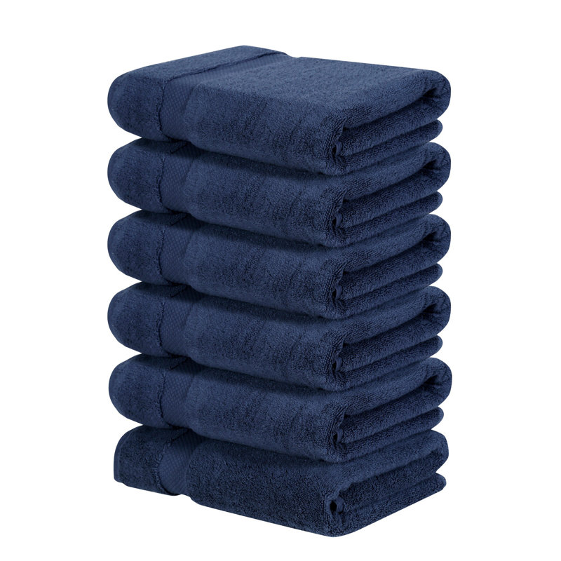 Ensemble de serviettes de bain 100% coton Splash Splash, serviettes de bain absorbantes ultra douces 550 g / m² pour spa et usage quotidien, certifié OEKO-TEX, paquet de 6, bleu marine