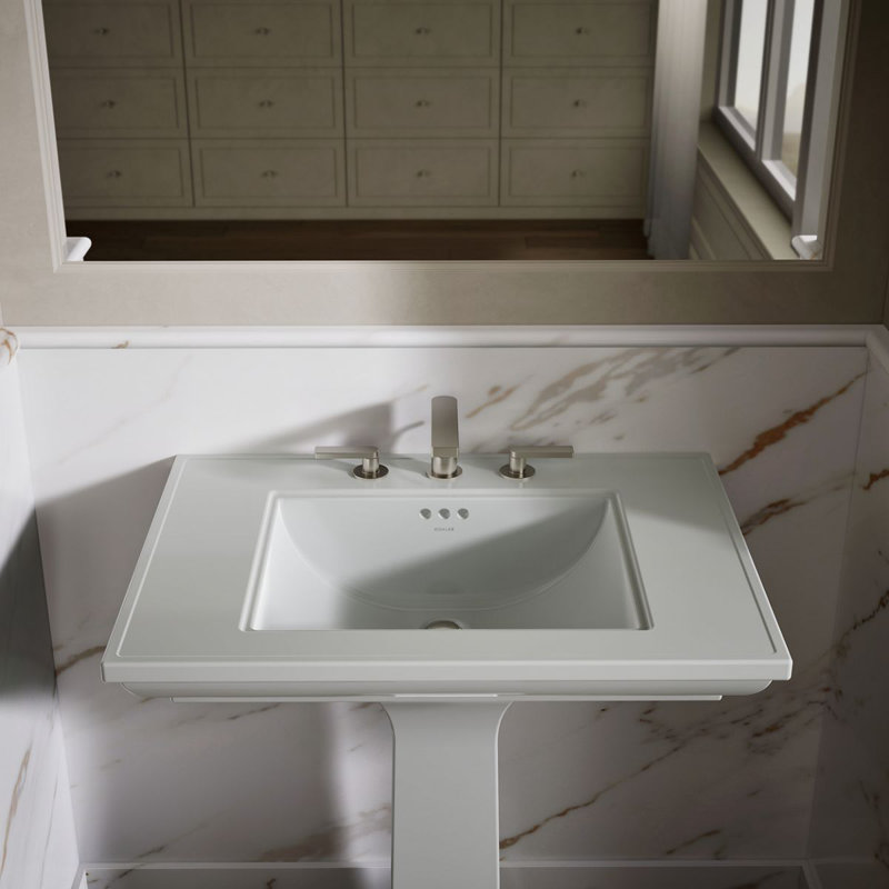 Memoirs® Stately 24" Pedestal Bathroom Sink with 4" Centerset Faucet Holes, Ice Gray, 8" Centers