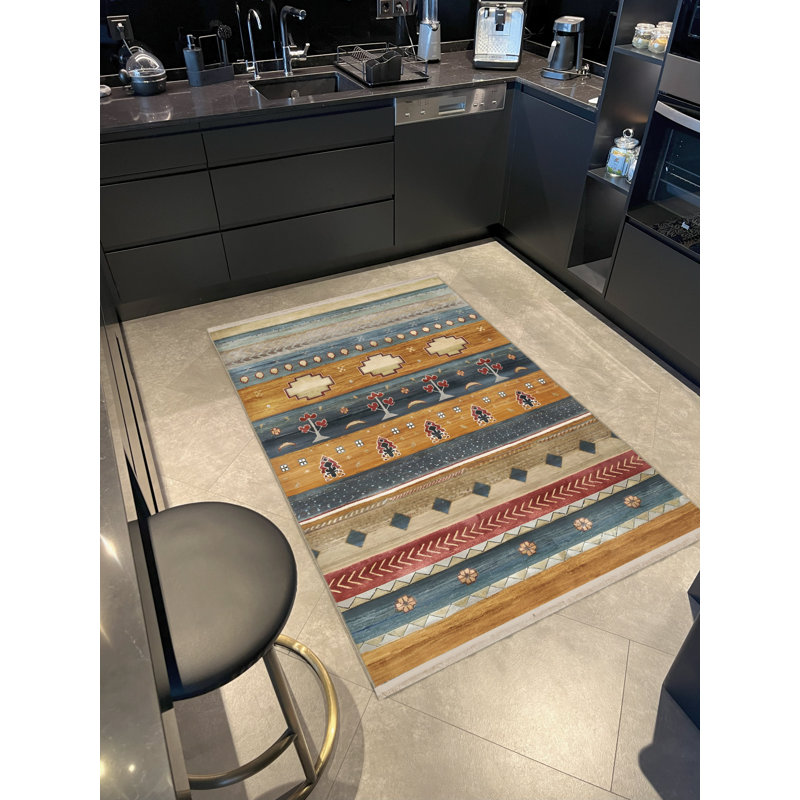 Tapis décoratif multicolore, Rectangle 4 pi 7,12 po x 6 pi 6,74 po