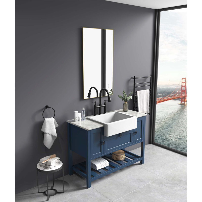 Miroir de salle de bain multifonctionnel à DEL avec bouton tactile intelligent de couleur réglable