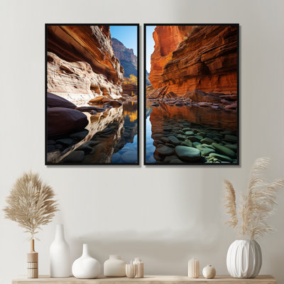 Mareke - Ensemble de 2 reproductions d'art traditionnelles sur toile orange