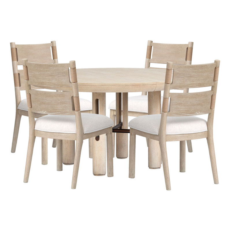 Table de salle à manger extensible ronde avec 4 chaises d'appoint