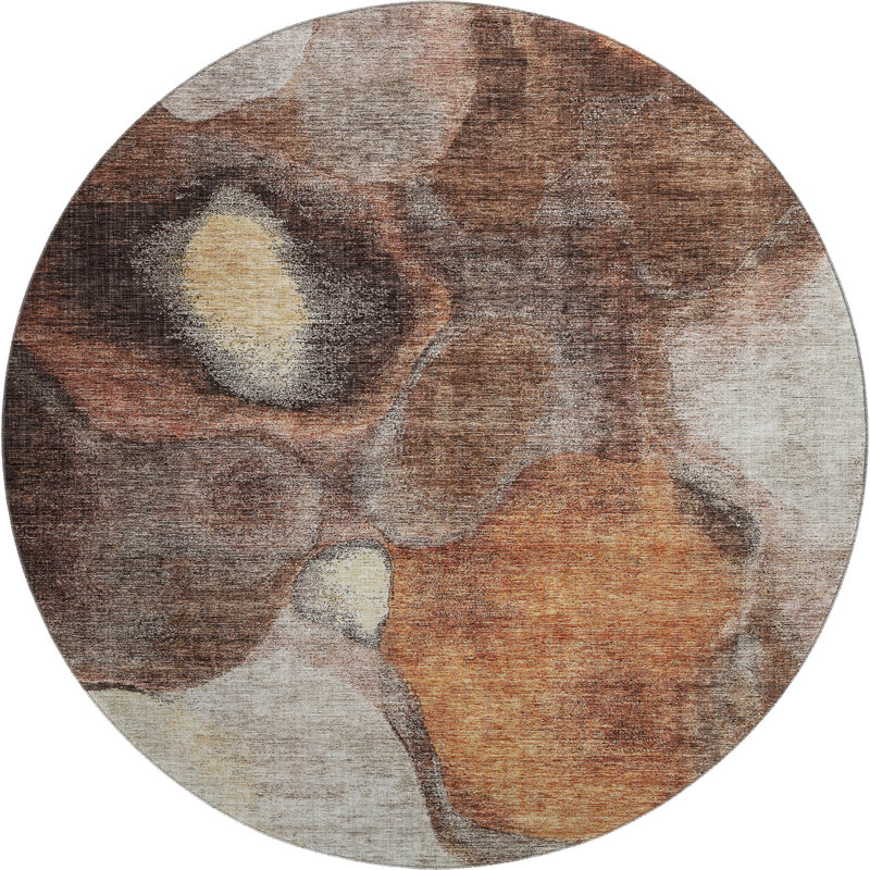 Premium Machine Washable Lyndhurst AMF1177 Modern Rug, Rond 8 pi