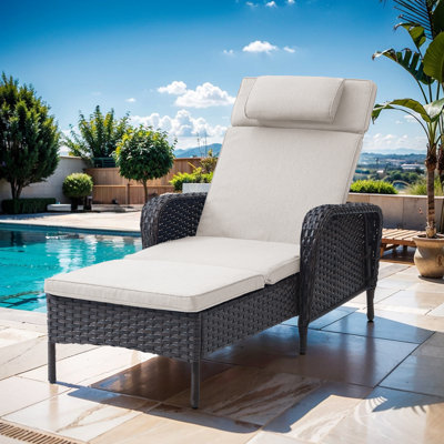Dahlyla Outdoor Reclining Chaise Lounge Chair with Cushions