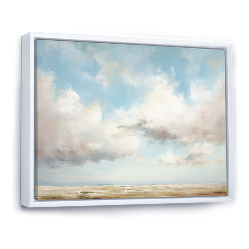 «White Clouds Scenery Minimalisme II», reproduction sur toile, Cadre flottant blanc, H 24 po x l 32 po