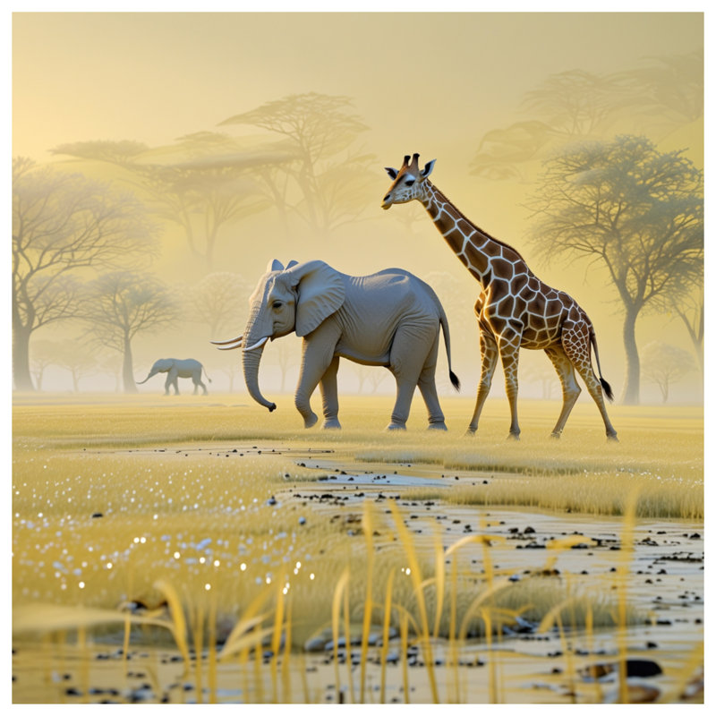Housses de couette éléphant et girafe safari, Grand lit