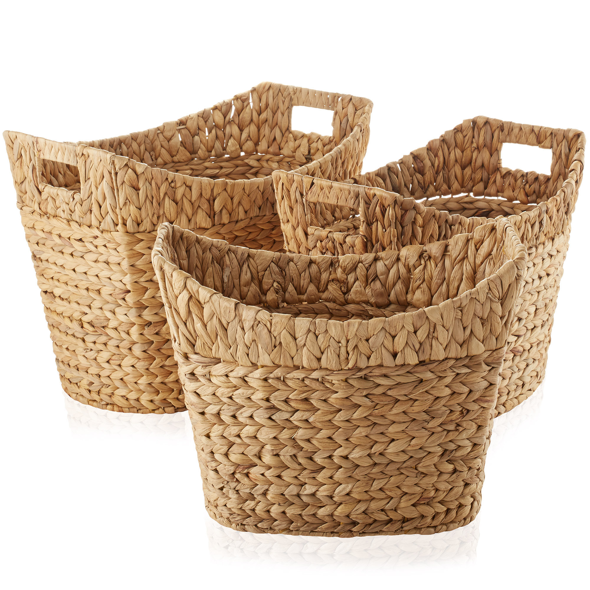 Casafield 12 X 12 Water Hyacinth Storage Baskets, Natural - Set