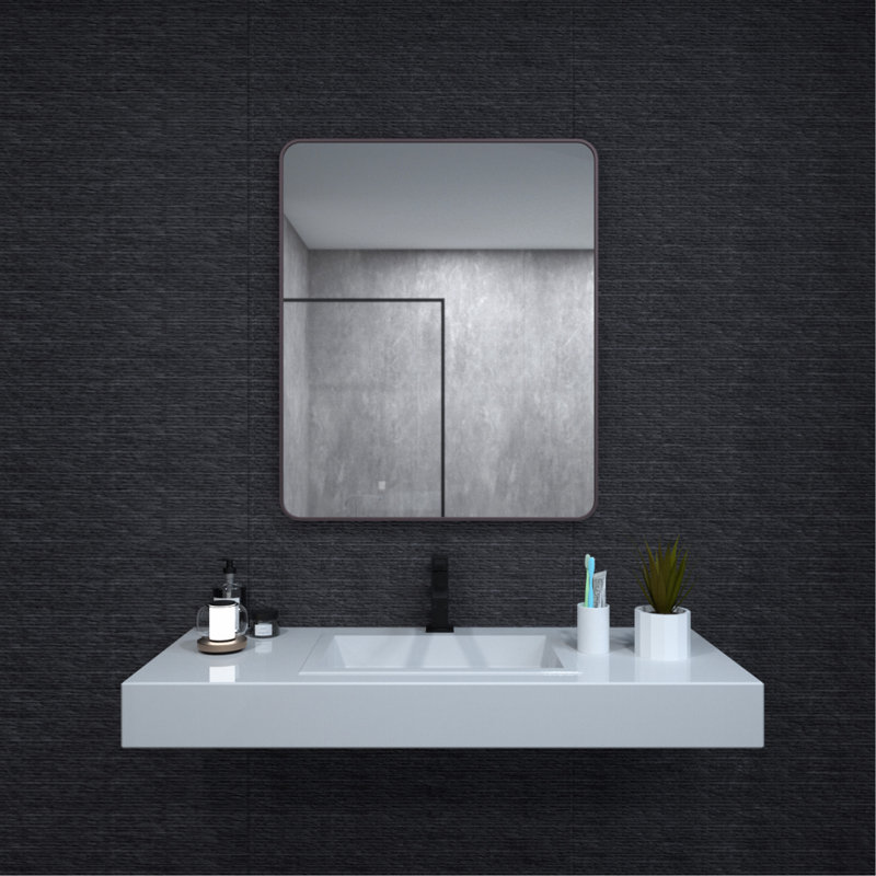 Élégant miroir mural pour salle de bain en aluminium, polyvalent et fonctionnel
