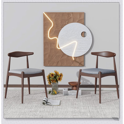 Set Of 2 Rubberwood Dining Chairs With Ergonomic Backrest & Comfort Cushions, For Classic And Modern Decor