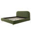 Queen Size Platform Bed with Velvet Fabric, Upholstered Bed with Curve Design Thick Headboard, Olive Green-129299289