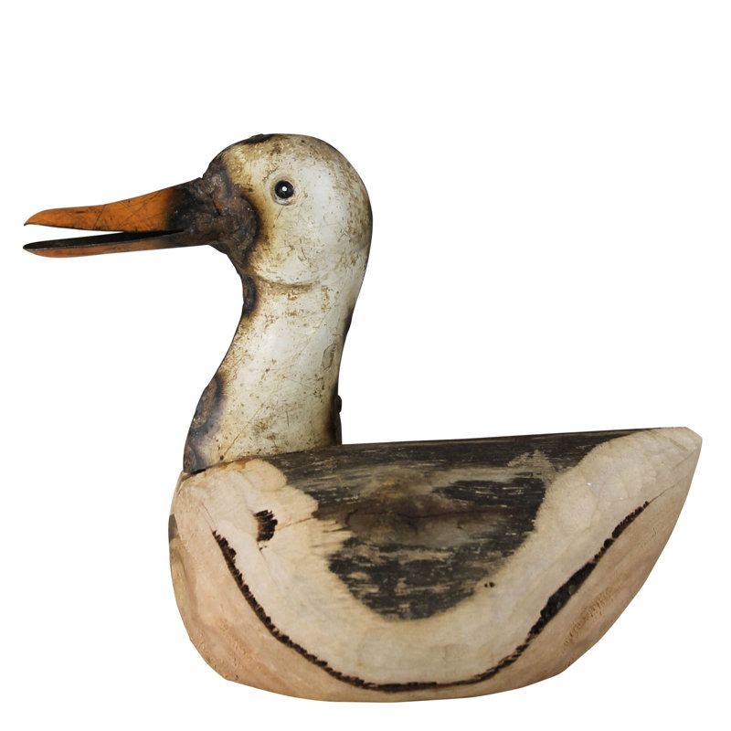 Arjuna Animals Wood And Metal Duck Sculpture