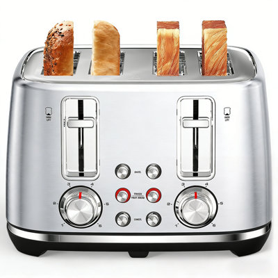 Grille-pain 4 tranches Jesslyn, fentes extra larges, acier inoxydable rétro