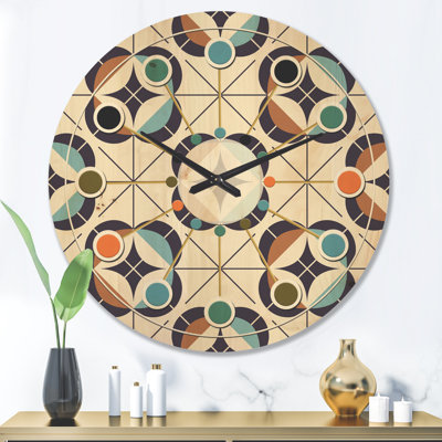 Horloge murale en bois à motif géométrique VI