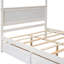 Lit plateforme double à baldaquin, blanc brossé, fabrication solide, avec 2 tiroirs pour un espace de rangement supplémentaire