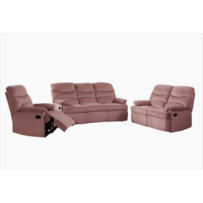 Everrett Upholstered Recliner, Blush Pink Velvet, Manual - Handle / Lever