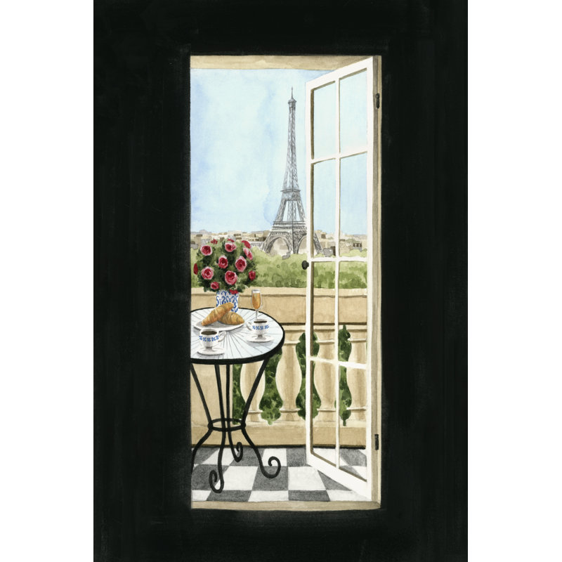 Terrace in Paris II by Grace Popp - Painting, Wrapped Canvas, 30 cm H x 20 cm W