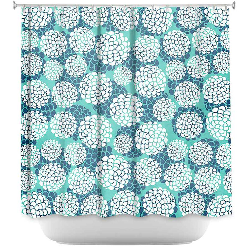 Rideau de douche simple aqua fleurs Lugo