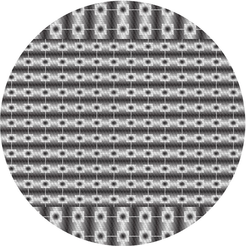 Tapis noir/blanc cassé tissé à la machine, Rond 3 pi