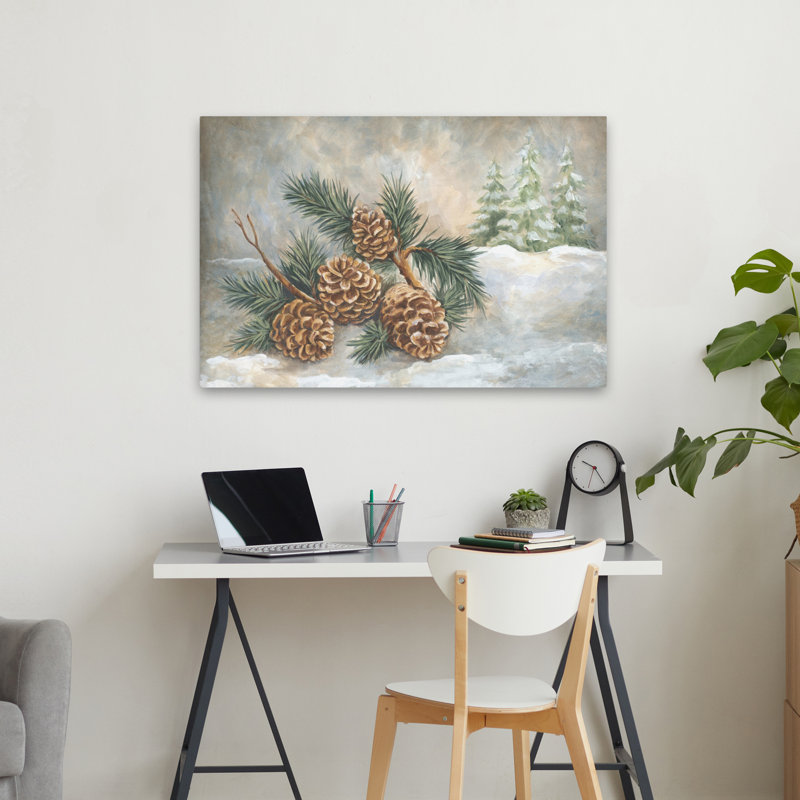 Hiver, pommes de pin hivernales contemporaines, H 24 po x l 36 po