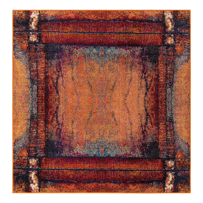 Eddins Orange Area Rug, Square 7'1"